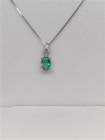 Collana Gemoro Donna Smeraldi in Oro bianco Diamante 0.05 Ct PC082BIA.SM - PC082BIA.SM